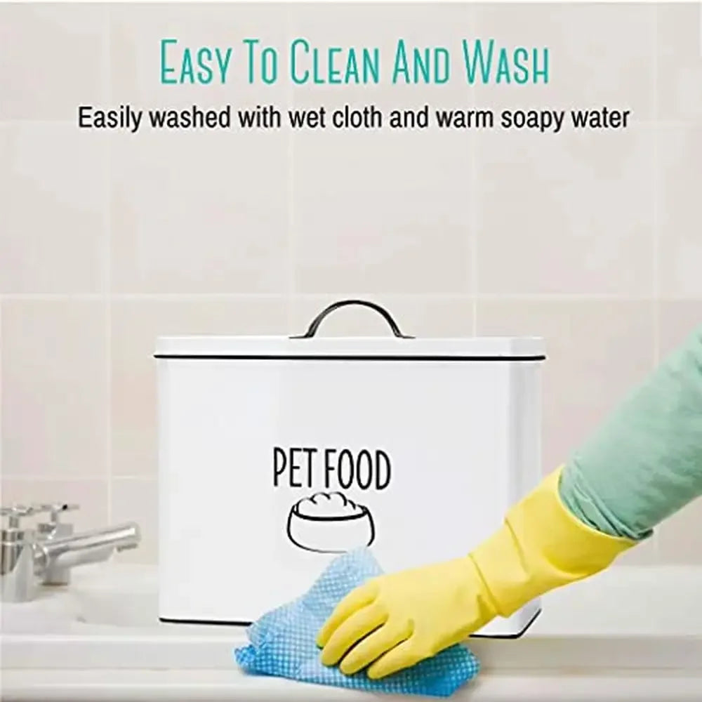 Rustic Dog Food Storage Container 12 lb Vintage Metal Pet Treat Holder Cat Treats Container Barnhouse Style Pet Food Canister