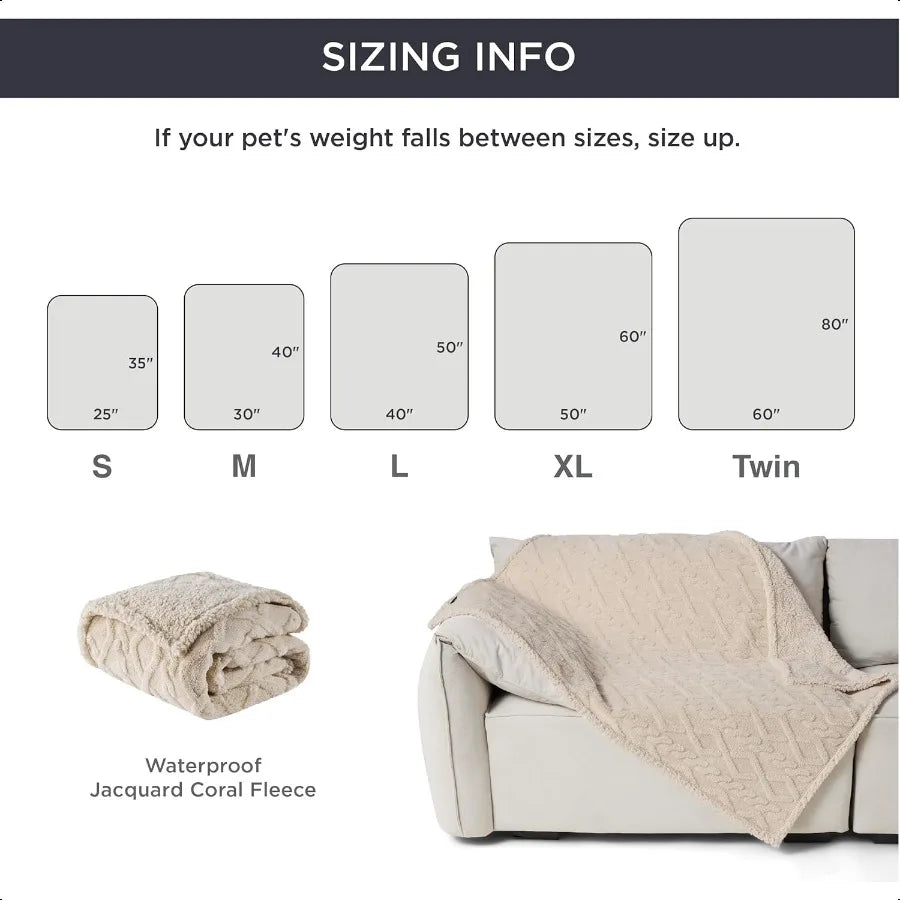 Waterproof Dog Blankets for Large Dogs Pet Blanket for Couch Protector Washable Premium Jacquard Coral Fleece Cat Throw Blanket