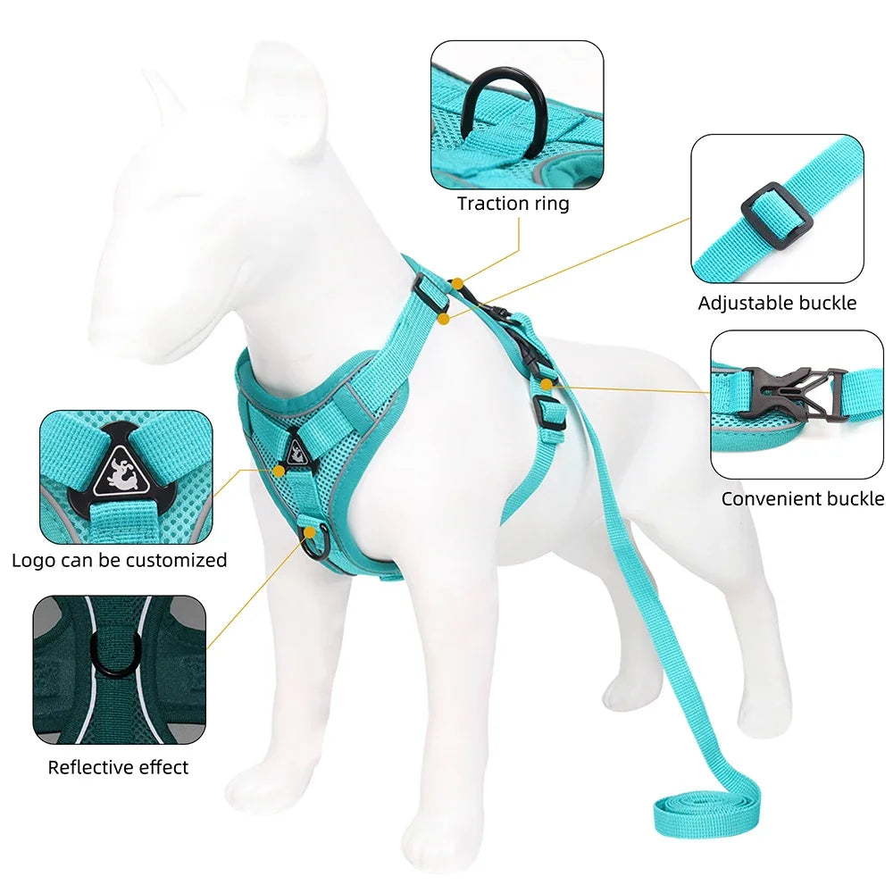 Dog Harness Cat Leashes Collar Bulldog Straps Small Medium Dog Puppy Harnesses Bichon Frise Vest Garlden Reflective Pet Supplies