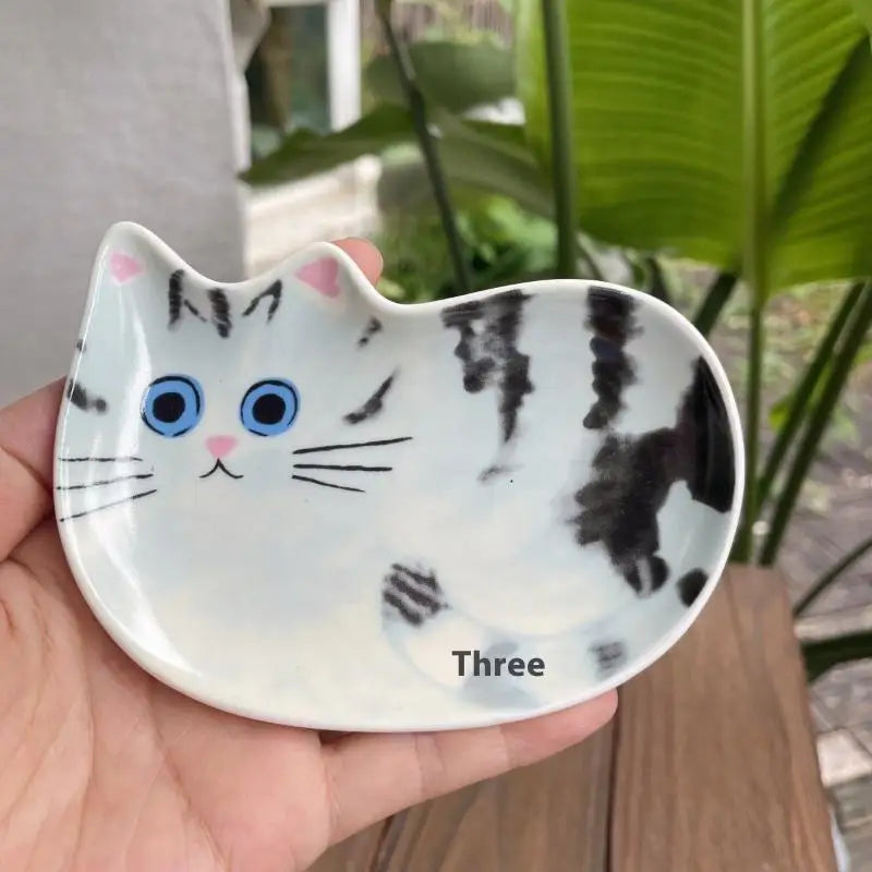Cat Face Sauce Dish - Creative Ceramic Condiment Bowl for Pets, Cute Tableware for Kitchen & Home Decor