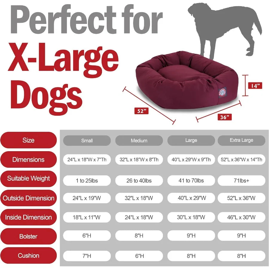 52 Inch Bagel Calming Dog Bed Washable Cozy Soft Round Pet Bed with Spine Support for Dogs to Rest Their Head Fluffy Donut Desi