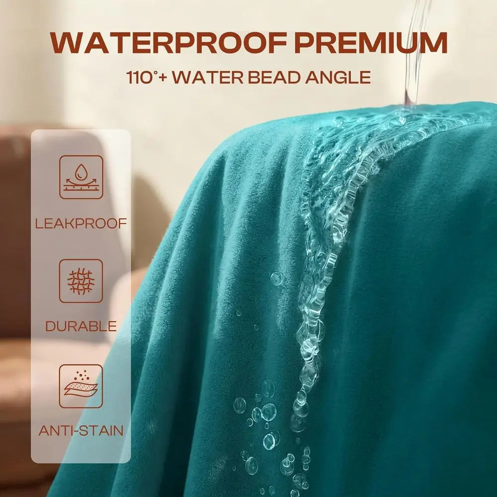Adult & Large Dog Waterproof Fleece Blanket, XL Soft Throw for Couch, Washable & Reversible, 82x90