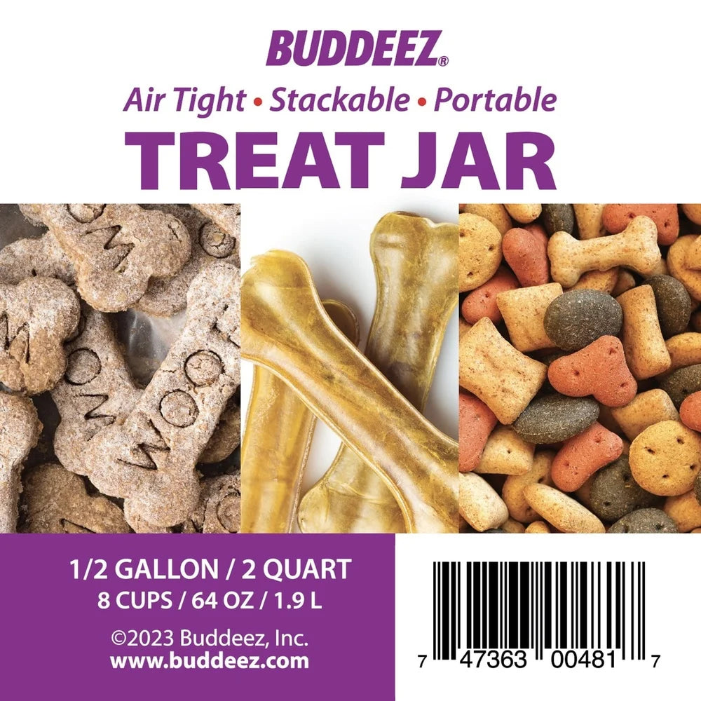 Portable Treat Canister 2 Quart Stackable Storage Pets Secure Screw-On Lid Compact Design Fresh Snacks