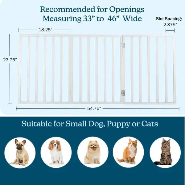 Pet Gate - 3-Panel Indoor Foldable Dog Fence for Stairs, Hallways, or Doorways - 55x24-Inch Retractable Freestanding Dog Gates b