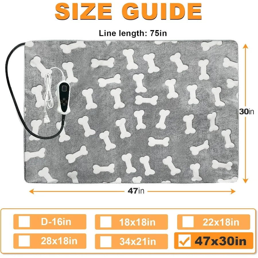 Extra Large Dog Heating Pad 47×30in Waterproof Heating Dog Bed with Smart Constant Temperature Control and Always On Function M