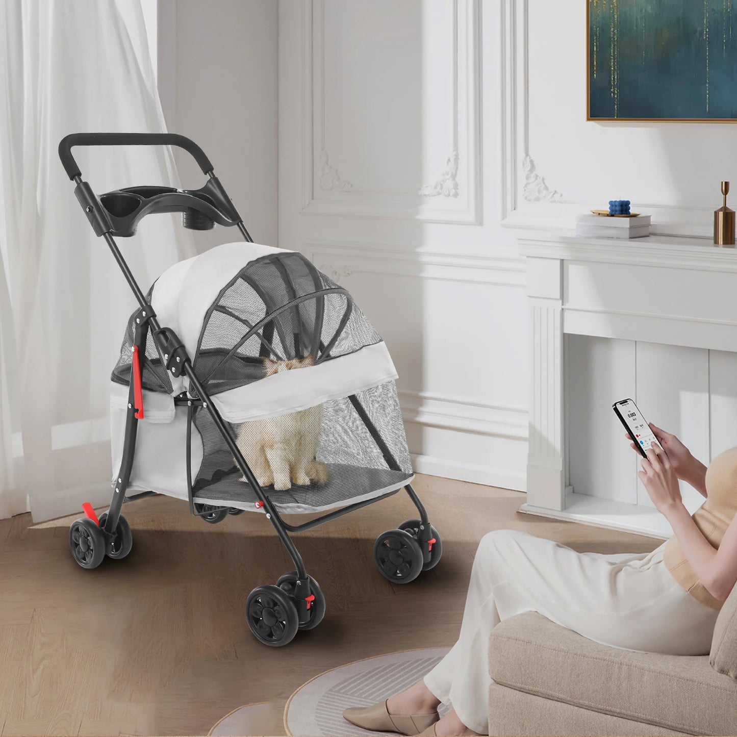 Foldable Lightweight Pet Cart For Small To Medium Dogs And Cats Outdoor Dog Walking Is Effortless