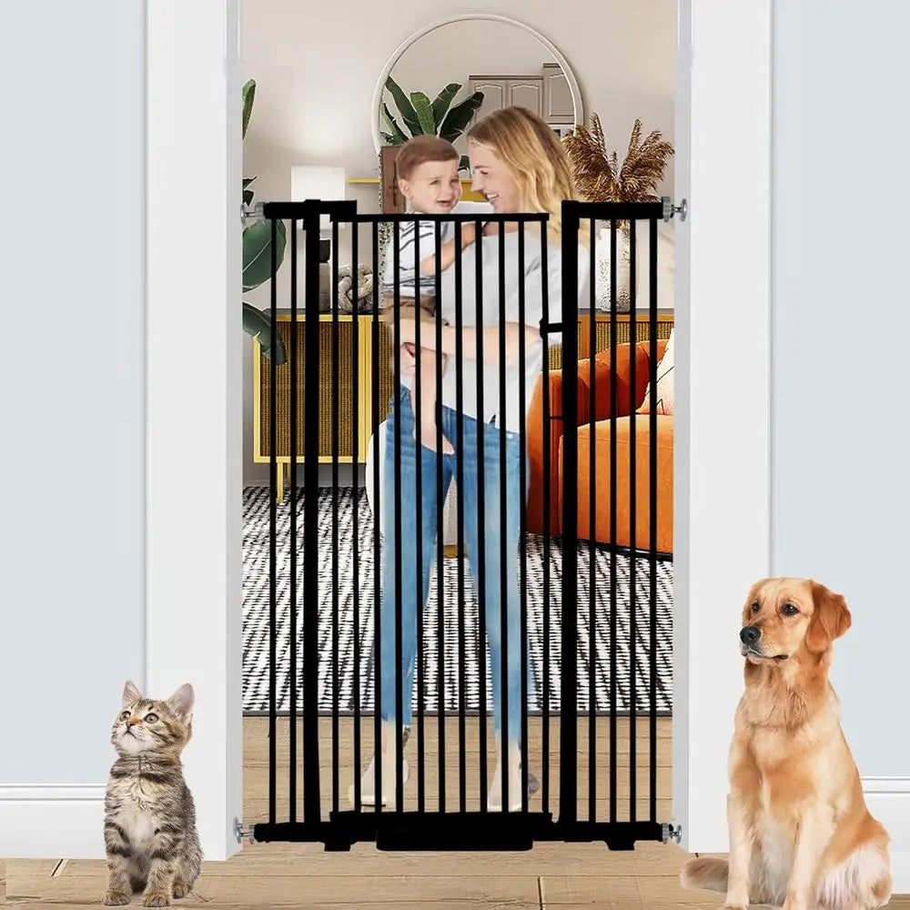 55.1 Inch Tall Baby Gate Auto Close Dog Gate Adjustable 29.92" - 43" Wide Pressure Mounted Walk Through Swing Pet Gate for Doorw