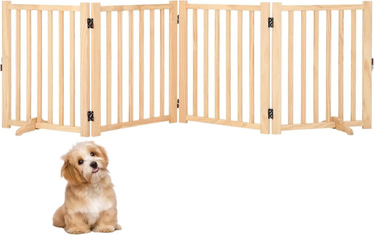 Freestanding Dog Gate, Foldable Pet Gate with Support Feet, Indoor Dog Fence for The House,Doorways, Stairs，Expandable Pet Fence