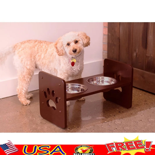Adjustable Pet Feeder Elevated Dog Bowl Adjustable Height Optimal Feeding Posture Rubber Bottom Pads Stability 33oz Capacity