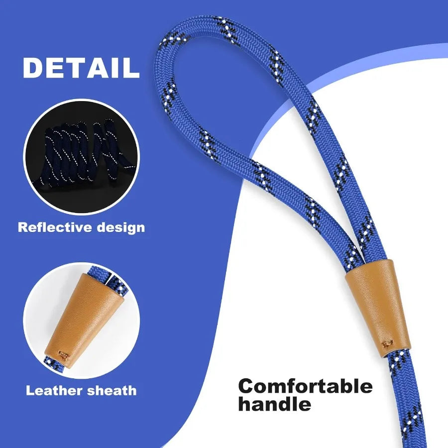 3 in 1 Adjustable No Pull Rope Dog Harness with Reflective Leash and Collar for Large and Giant Breeds Ideal for Outdoor Walkin