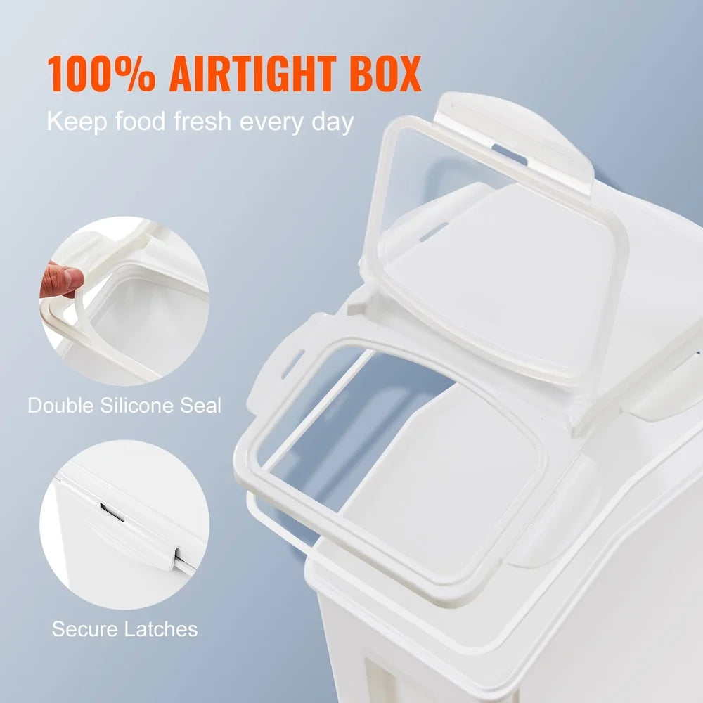 Airtight Pet Food Storage Container Set 2 Pack 15L Capacity Clear Lid Rolling Design Space Saving Multi Purpose Use
