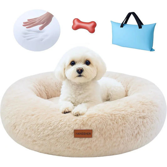 Pet Bed, Memory Foam Donut Dog Bed, Calming Round Dog Bed for Small Pets, Comfortable and Supportive Design, Orthopedic Ultra-So