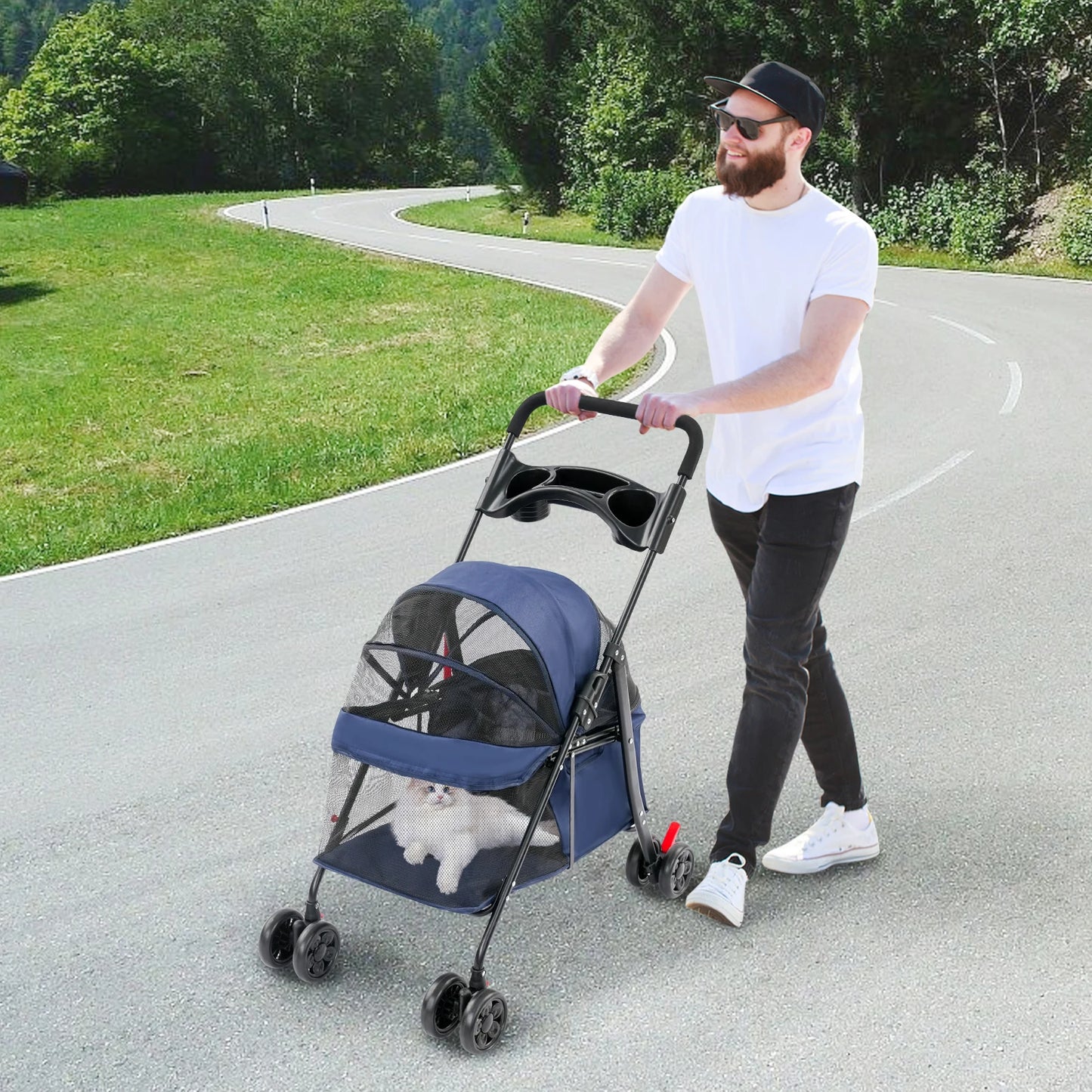 Foldable Lightweight Pet Cart For Small To Medium Dogs And Cats Outdoor Dog Walking Is Effortless