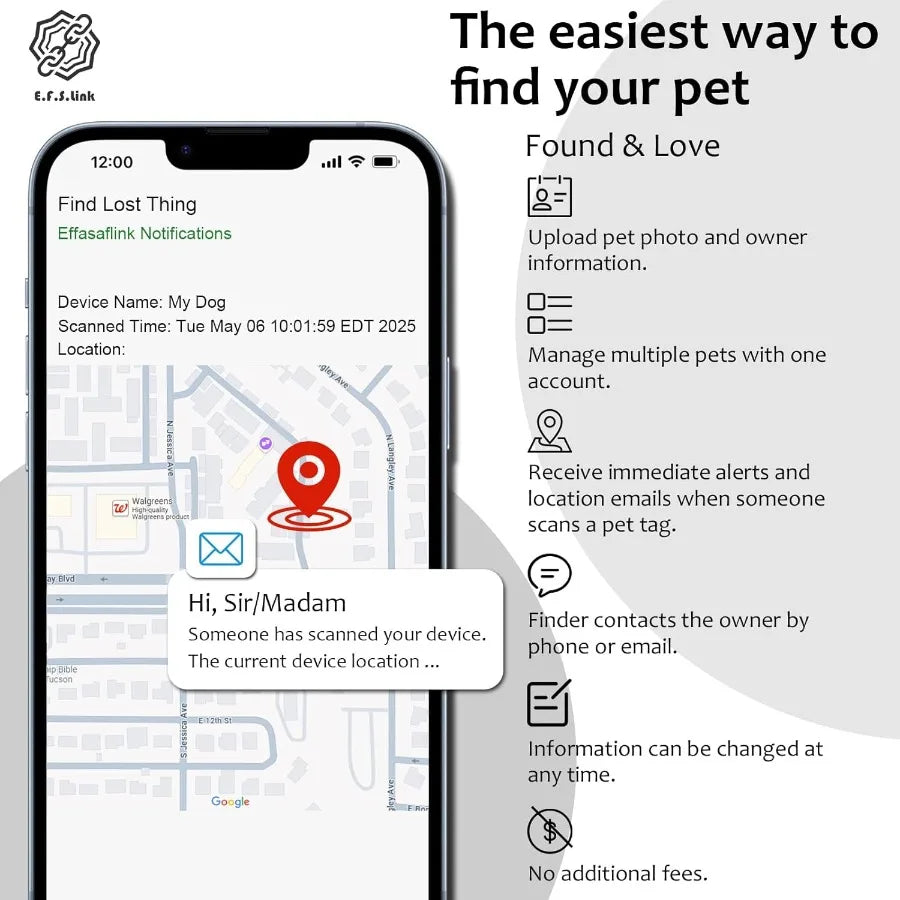 134.2Khz and QR Code Pet ID Tag Collar Tag Dual Fution Scan QR for Helping Lost Pets Go Home Replace RFID Microchip for Sm