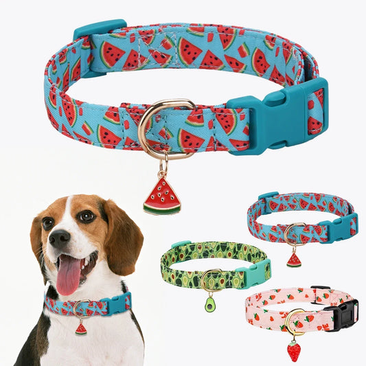 fruit pattern Pet dog collar with Fruit metal pendant do for Cat Puppy Dog Kawaii dog collar Puppy Cute cat collar