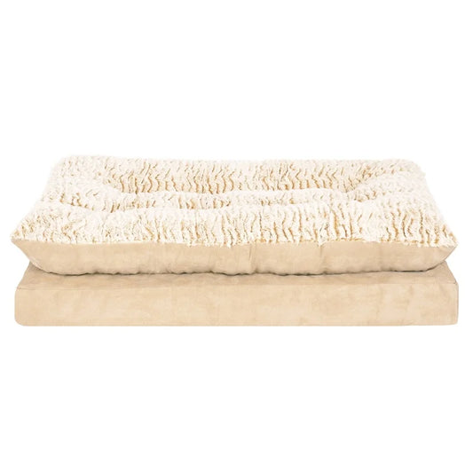 Orthopedic Dog Cat Bed Faux Fur Pillow Top Non-Slip Supportive Mattress Easy Clean Soft Bedding