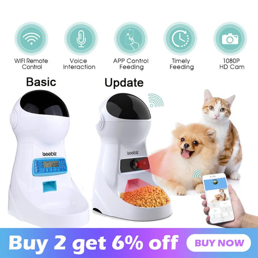 3L Automatic Pet Feeder With Voice Record Pets Food Bowl For Medium Small Dog Cat LCD Screen Dispensers 4 Times One Day