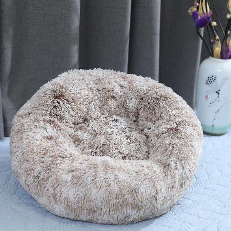 Cat Beds Washable Soft Pet Kennel Winter Thickened Warm Donut Round Pet Plush Nest Comfortable Sleeping Cat Bed Supplies