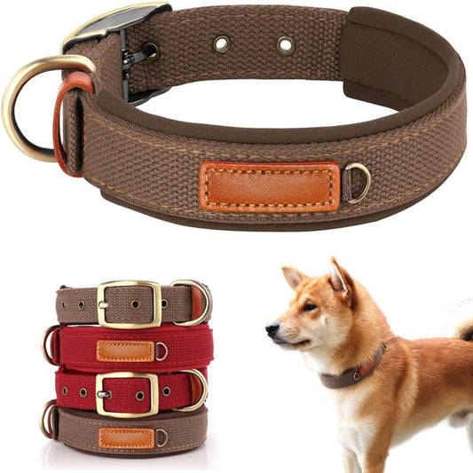 Added Comfort Soft, Comfortable, and Convenient Red Neoprene Nylon Adjustable Dog Collar for Small/Medium Dogs - Perfect Easy-to