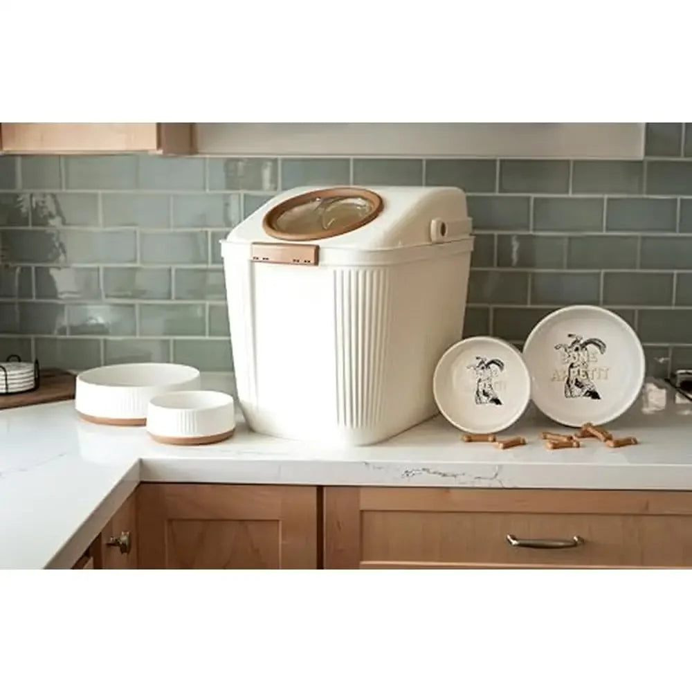 Eco-Friendly Airtight Pet Food Storage Container 25lb Capacity Lightweight Durable Design Convenient Scoop Opening Bird Seed