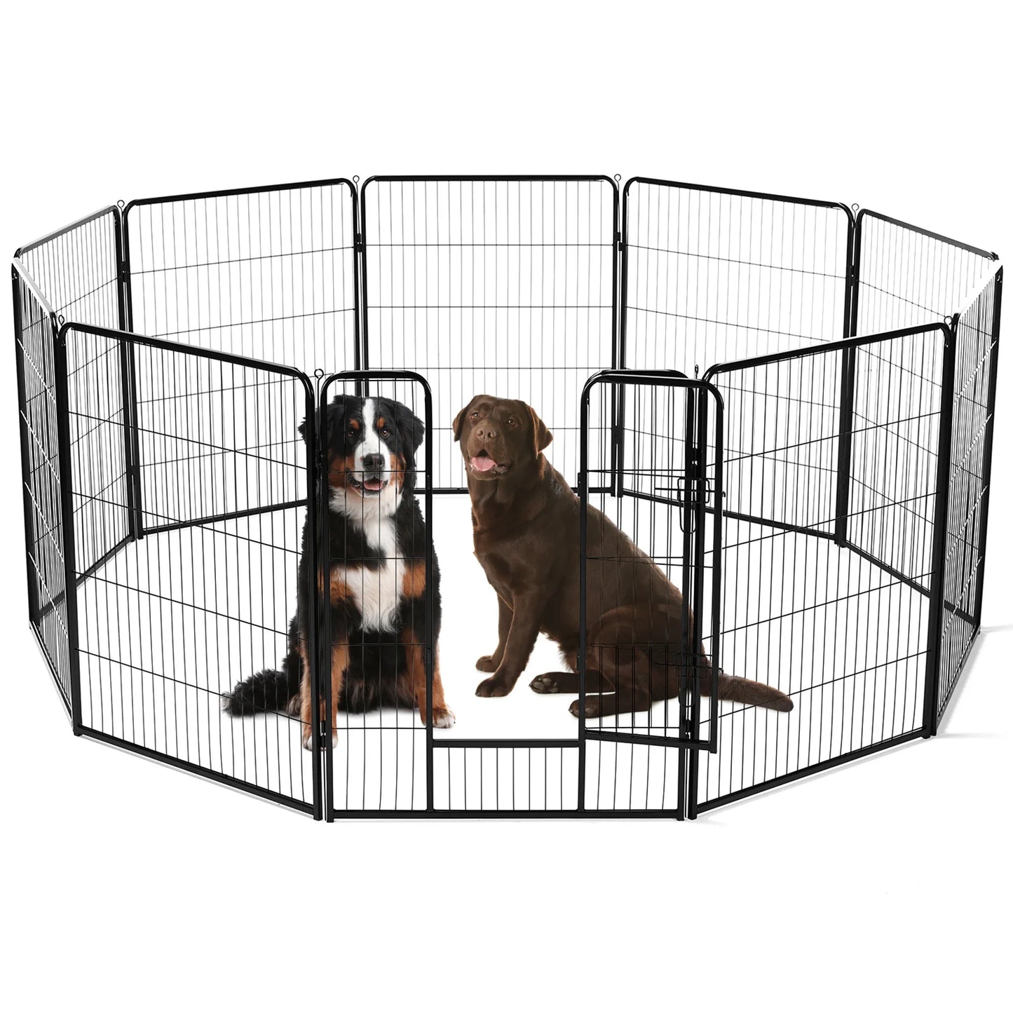 8 Panel Dog Playpen Indoor Pet Fence Exercise for Yard Gate Heavy Duty Crates with Doors Metal Dog Pen for Camping Outdoor
