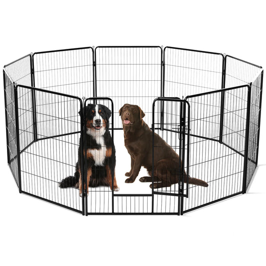 8 Panel Dog Playpen Indoor Pet Fence Exercise for Yard Gate Heavy Duty Crates with Doors Metal Dog Pen for Camping Outdoor
