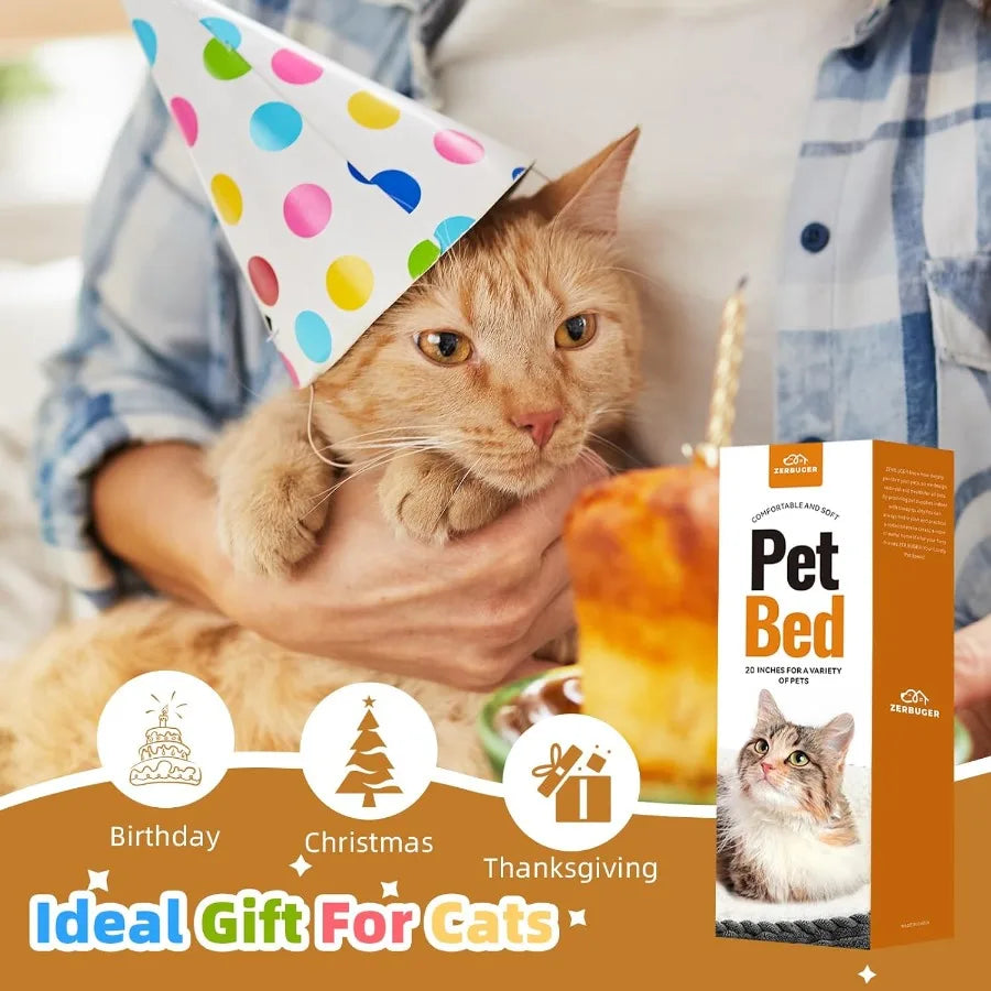 20in Washable Round Donut Cat Bed for Indoor Cats and Small Dogs Puppy Kitten AntiSlip Bottom Calming Comfort Pet Bed Ideal for