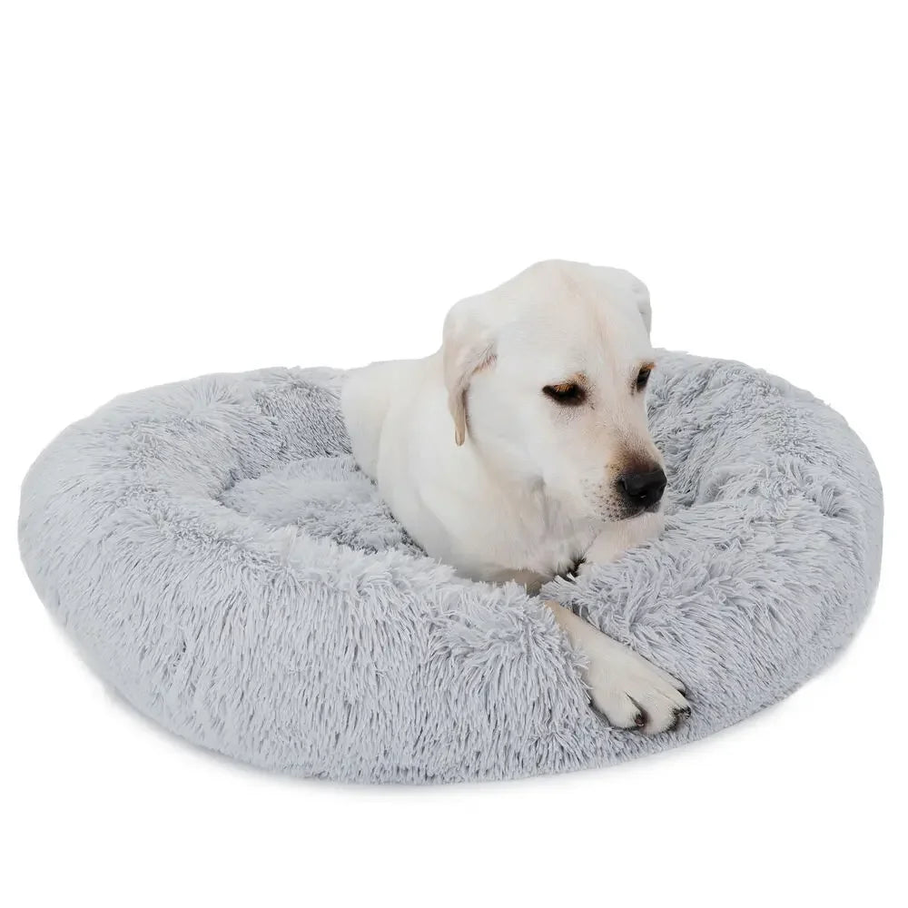 Donut Plush Dog Cat Bed Faux Fur Self-Warming for Pet Puppy Kitty Sleep