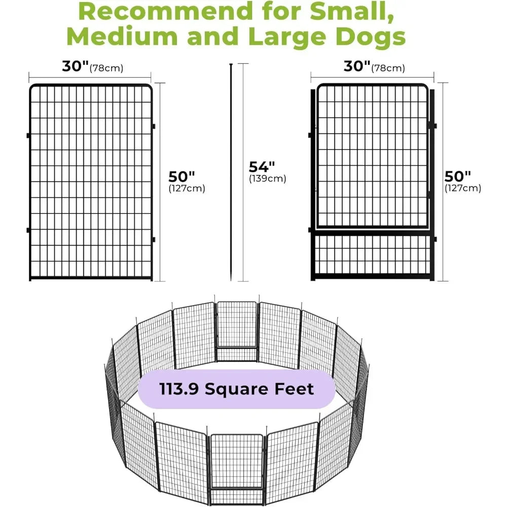 Dog Playpen with Wider Door, Heavy Duty Dog Pen, Anti Rust Dog Fence, Easy Insert into Soil, Pet Playpen for Yard