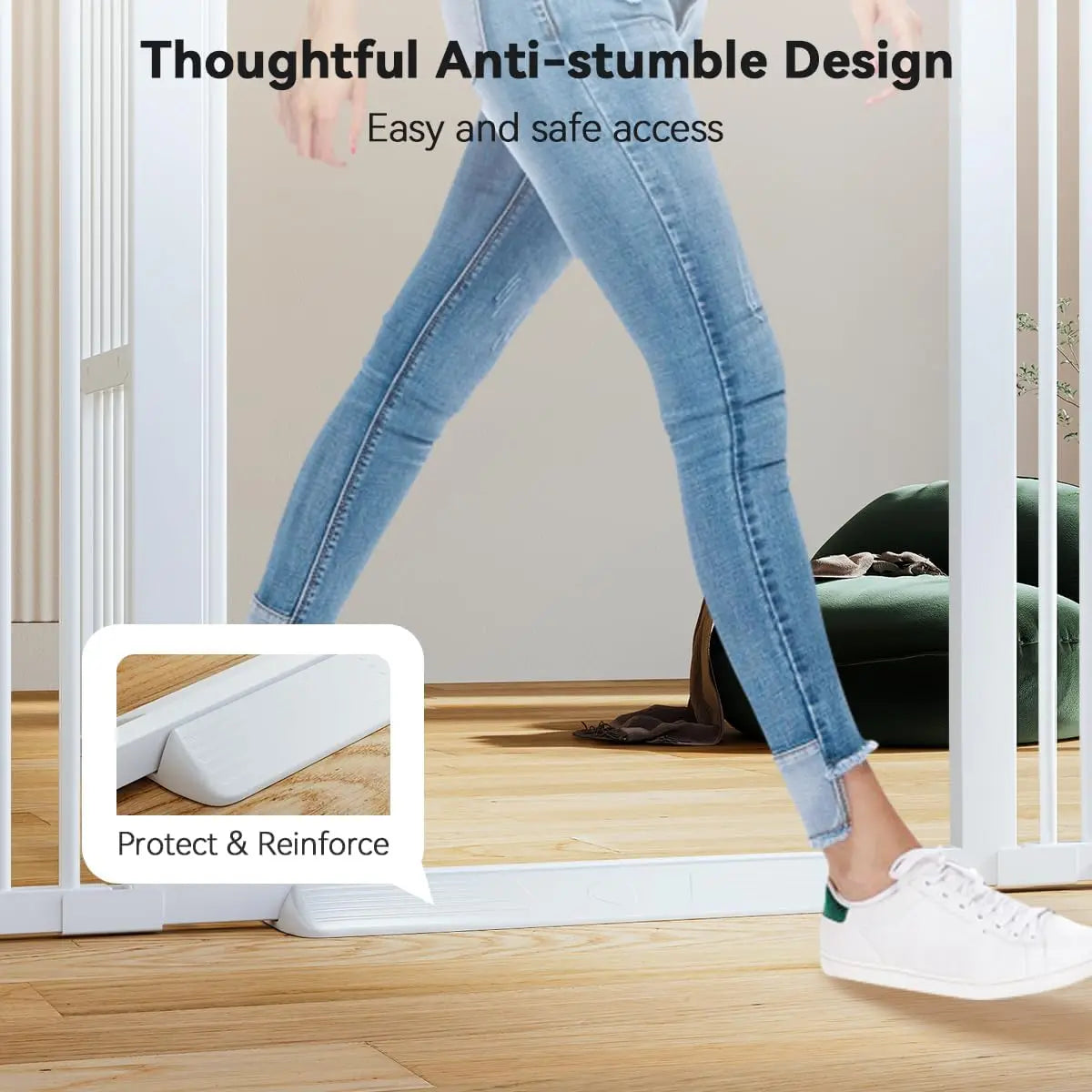 55.1" Extra Tall & Wide Pet Gate for Cats, 29.5-40.6" Adjustable with Door, Pressure Mounted Easy Walk Through Gate for Stairs