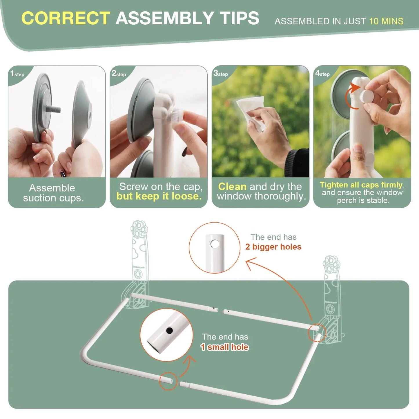 Cat Window Hammock Bed for Indoor Cats Foldable Cat Window Perch Bed Upgrade Strong Suction Cups Sturdy Hold up to 18kg