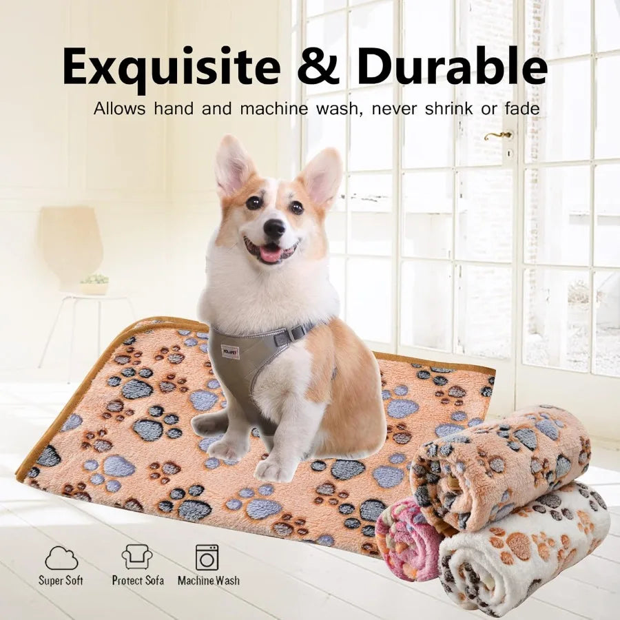 Blankets Super Soft and Warm Fleece Flannel Pet Blanket Cats Dogs Cute Paw Print Pet Throw Puppy Blankets Fleece Grey Paw Small