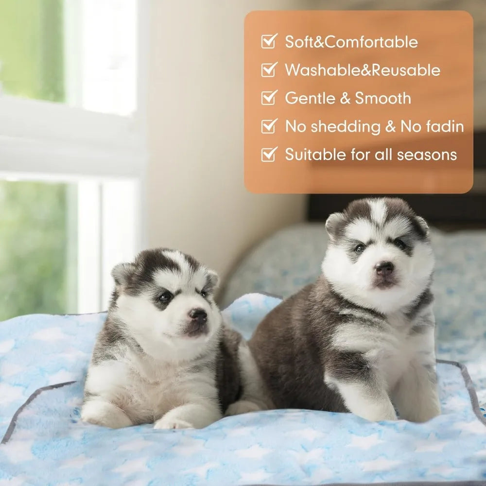 40 Pcs Puppy Blankets for Small Dog Pet Bulk Fleece Soft Fluffy Washable Dog Star Print Pattern Fleece Blankets for Pets Throw