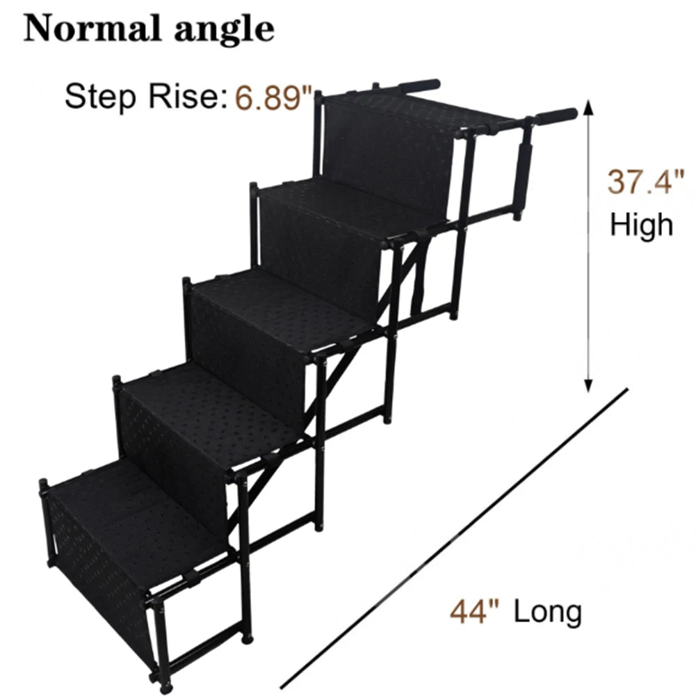 5 Steps Foldable Large Dog Step Car Dog Stairs Support Up To 150 Lbs Lightweight Portable Pet Ladder Ramp for Cars and SUV Truck