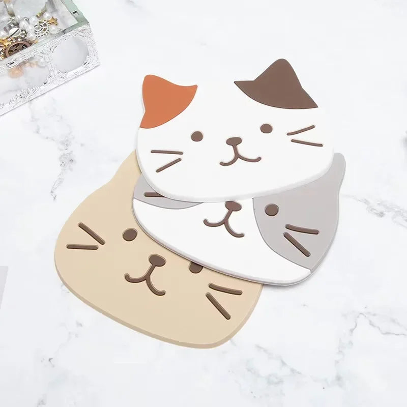 5pcs Cat Silicone Cup Coaster Mat, Waterproof & Heat Resistant Table Placemats