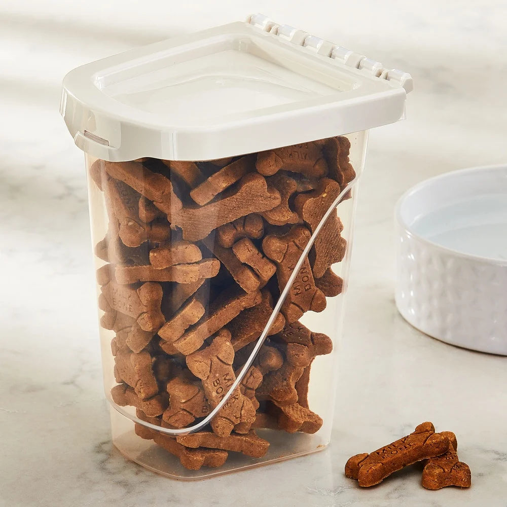 Pet Treat Storage Container 2 lb Locking Lid Moisture Resistant Dishwasher Safe Stackable Dog Cat Treats Storage Solution