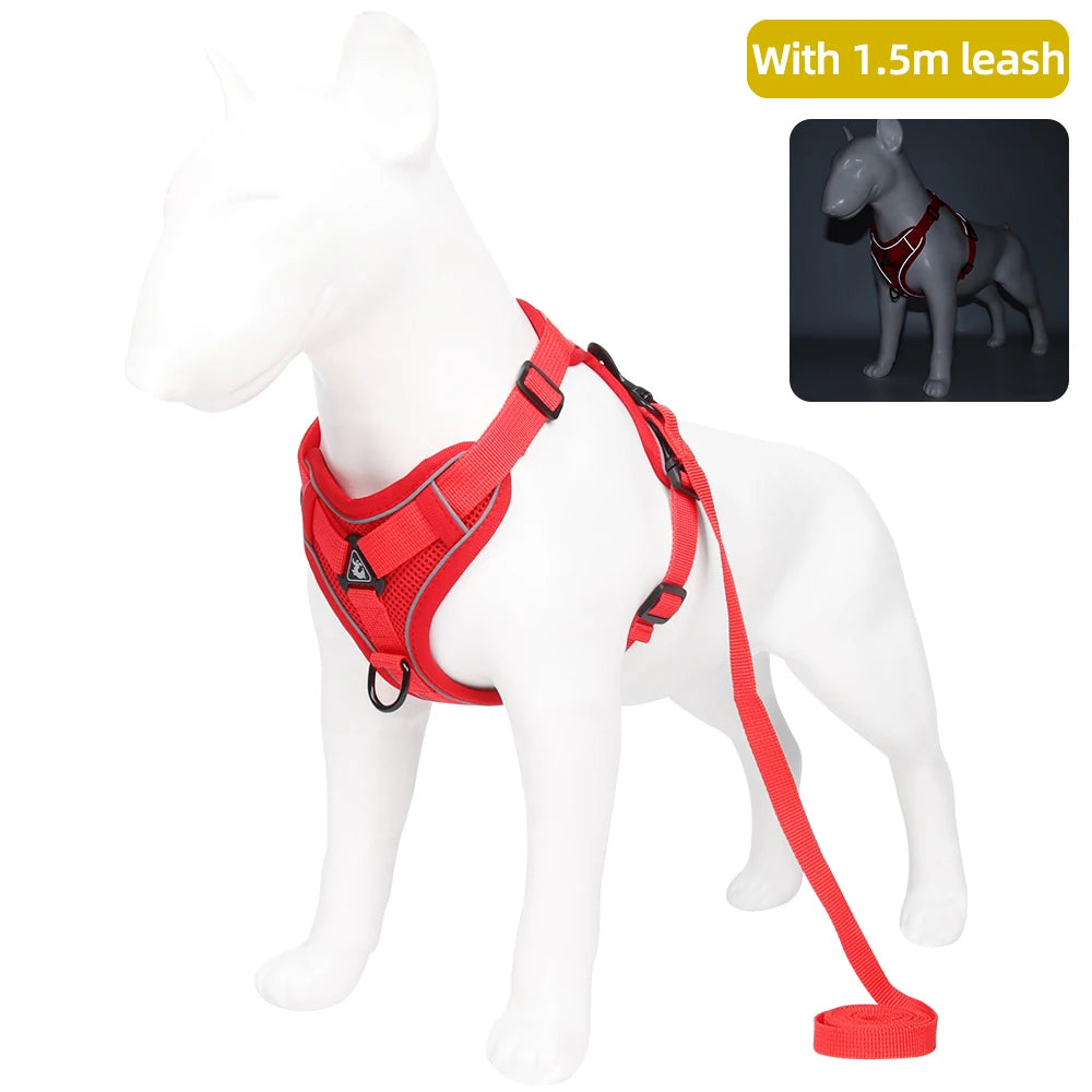 Dog Harness Cat Leashes Collar Bulldog Straps Small Medium Dog Puppy Harnesses Bichon Frise Vest Garlden Reflective Pet Supplies