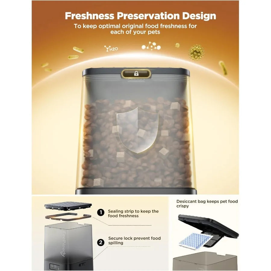 Automatic Cat Feeder 5L with Timed Dispensing and Elevated Bowls for Cats and Dogs Programmable Food Dispenser with 10Second Vo