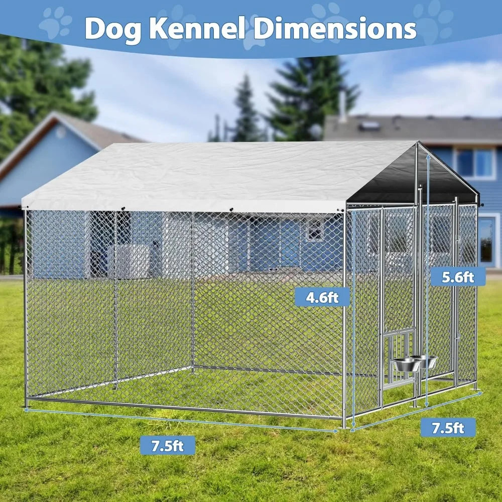 Very /Outside Dog Kennel With Roof Heavy Duty Outdoor Dog Kennel With 2 Rotating Bowls And Updated Secure Lock Large Dog Kennel