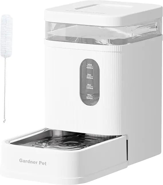 Garnder Pet Automatic Dog Water Dispenser Gravity Waterer with Stainless Steel Bowl Water Dispenser 6.5L Large Capacity Water Fe