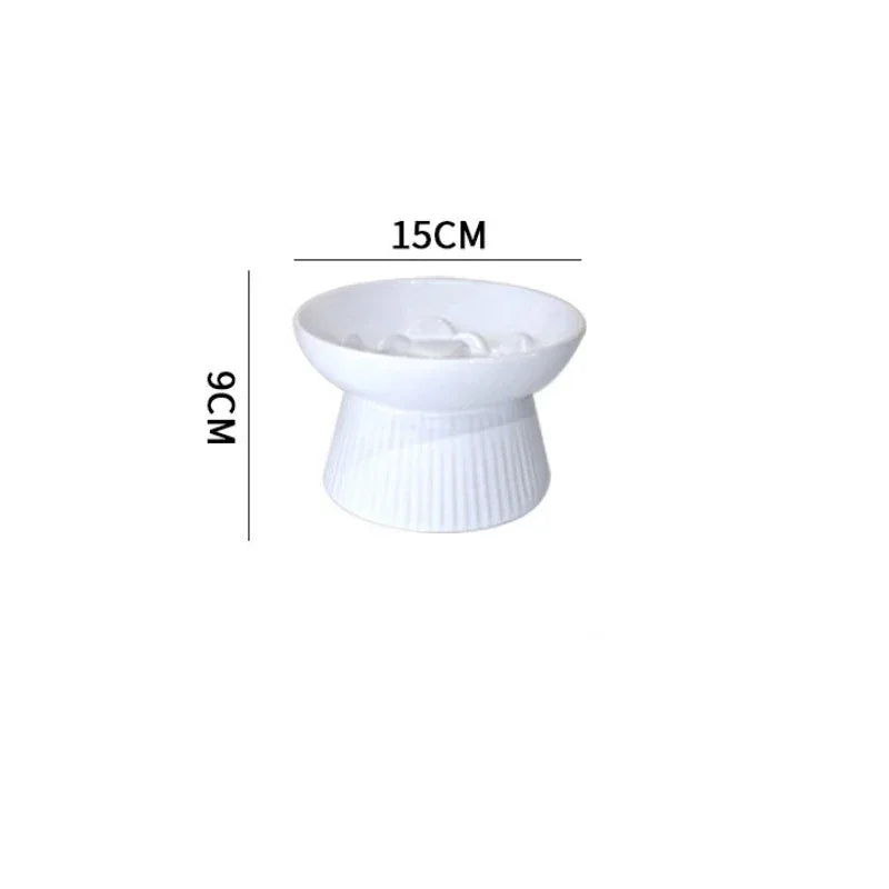 Cat Food Bowl Ceramic Elevated Cats Small Dogs Slow Feed Bowls Anti-choking Pet Eating Feeders Anti-gulping Puppy Supplies