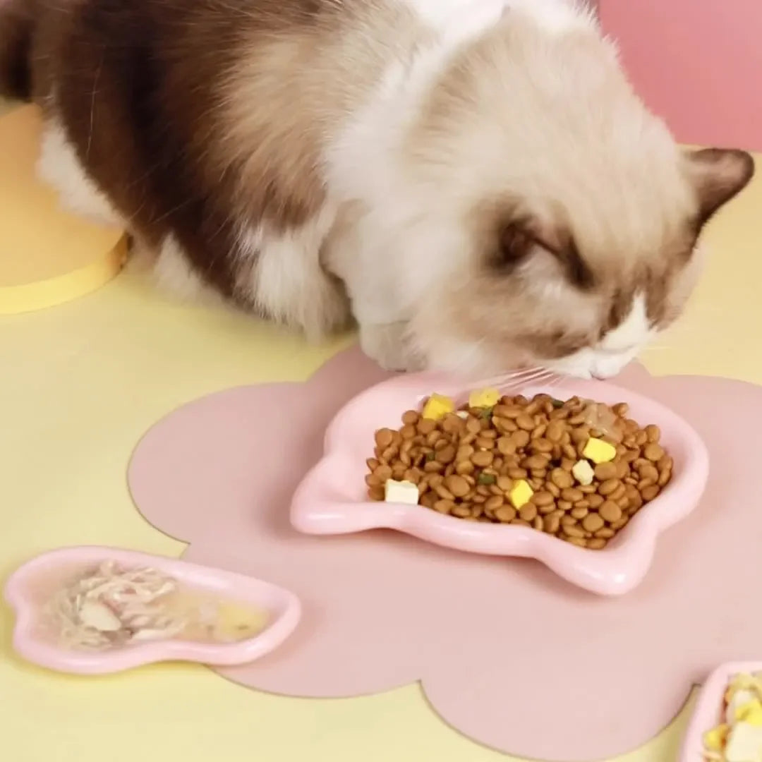 Love Cat Plate Dog Bowl Not Easily Knocked Over Hand Painted Ceramic Cat Food Rice Canned Snack Bowl
