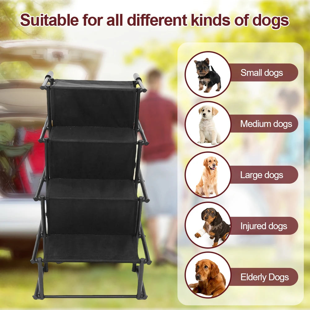4 Steps Pet Ramp Auto Travel Ladder with Nonslip Surface Pet Ladder Lightweight Portable Dog Cat Ladder Folding Pet Stairs Ramp