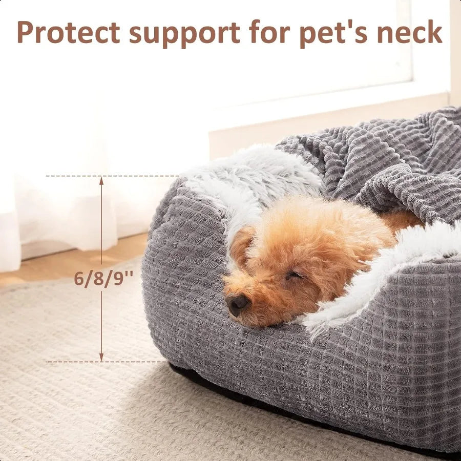 Dog Beds for Small Dogs Rec Cave Hooded Blanket Puppy Bed Luxury Orthopedic Cat Beds for Indoor Cats Warmth and hine Washable 2