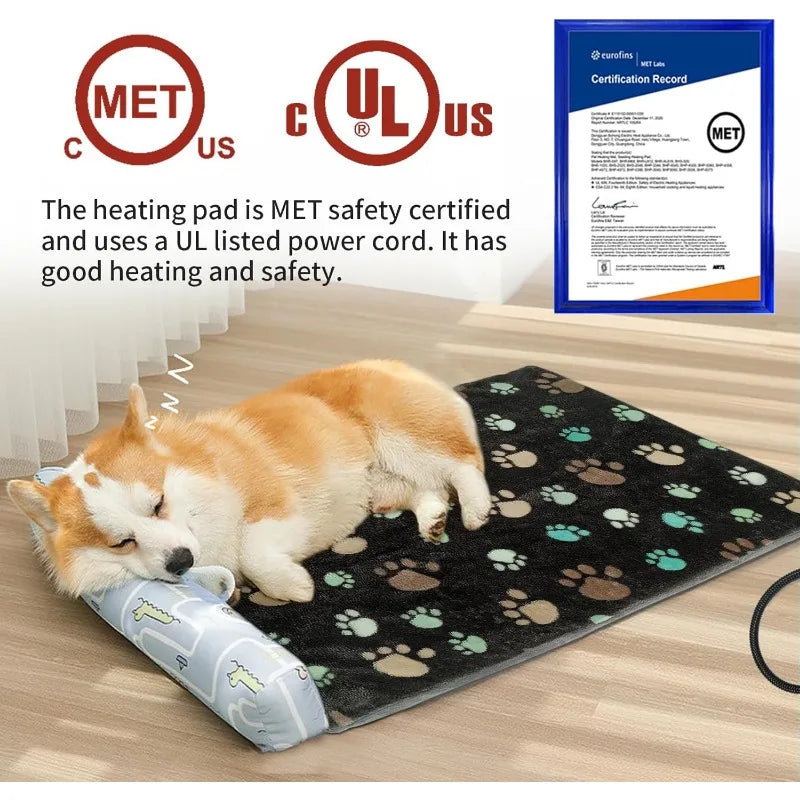 Extra Large Dog Heating Pad 47x30 in Waterproof Pet Heating Pad Smart Thermostat Switch, Whelping Supplies Heated Dog Bed Adding