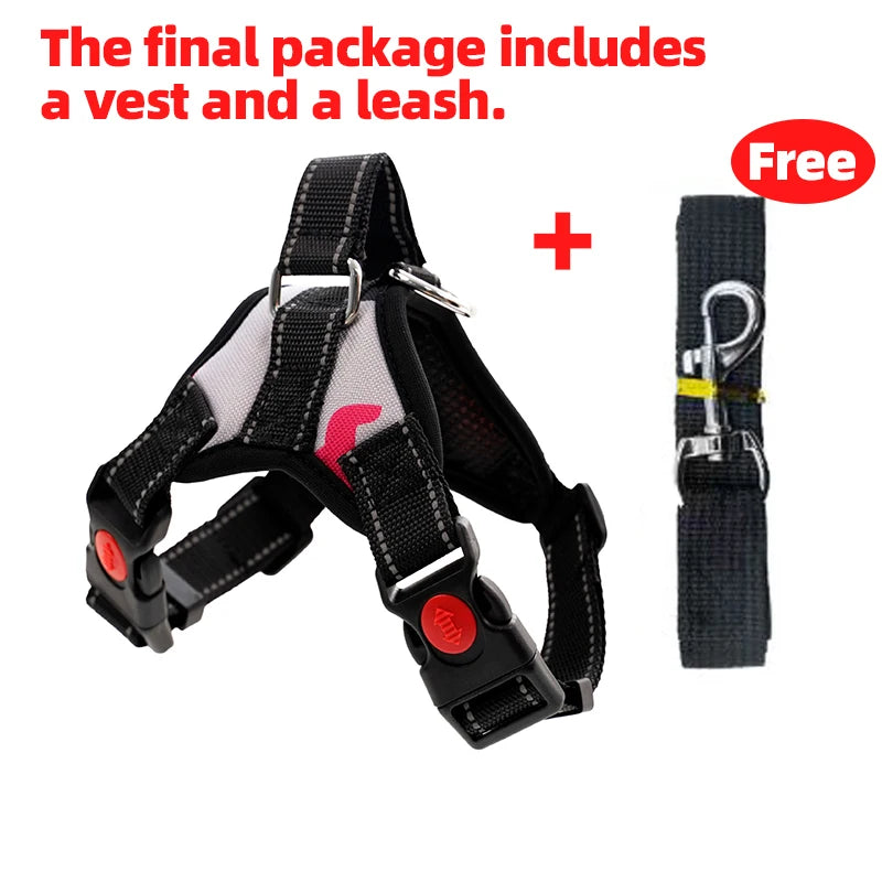 Adjustable Dog Cat Harness With leash Outdoor Small Medium Large Pet Chest Strap Dog Walking Training No Pull Saddle Vest Collar