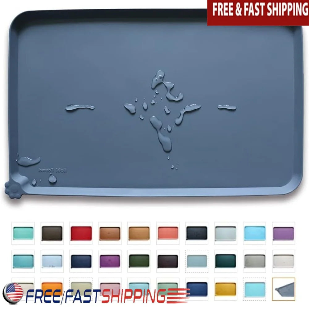Waterproof Pet Feeding Mats Non-Slip High Lip Silicone Dog Cat Food Water Spill Proof Durable Easy Clean Travel Mat