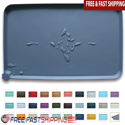 Waterproof Pet Feeding Mats Non-Slip High Lip Silicone Dog Cat Food Water Spill Proof Durable Easy Clean Travel Mat