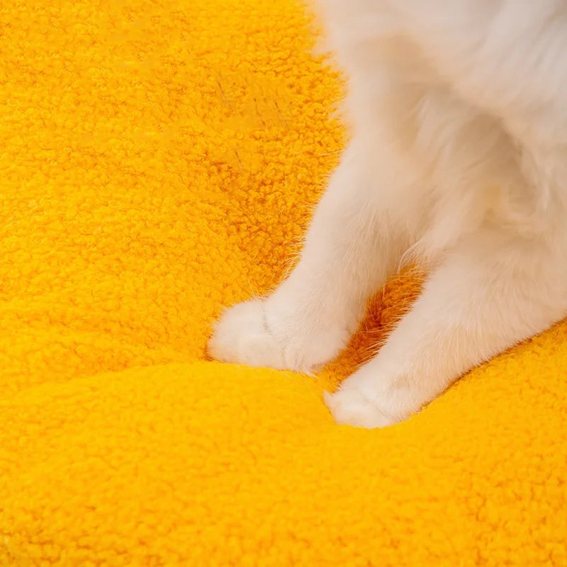 Lucky Fortune Cat Pet Bed - Winter Warm Semi-Open Fleece Round Bed for Cats & Dogs | Cozy Lucky Pet House, Soft Cushioned Kennel