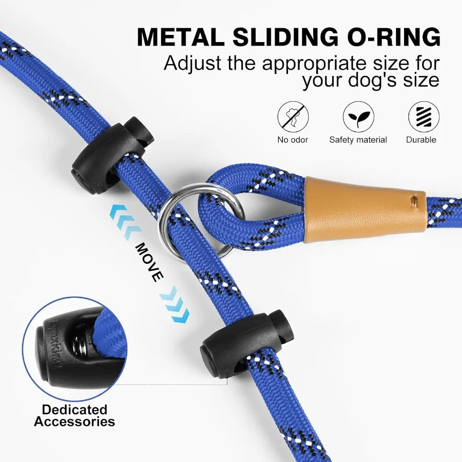 3 in 1 Adjustable No Pull Rope Dog Harness with Reflective Leash and Collar for Large and Giant Breeds Ideal for Outdoor Walkin